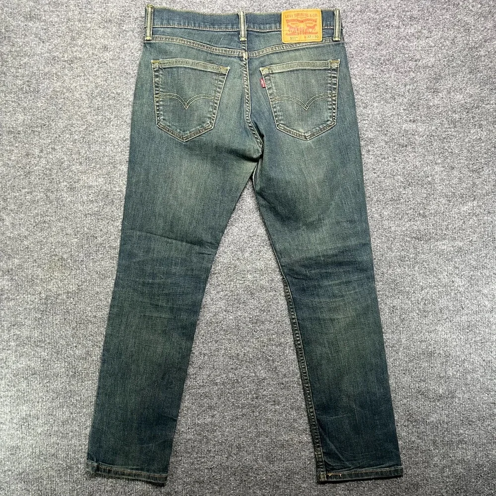Levi's 511 Jeans Men's Blue Wash Denim Stretch Slim Straight Fit Zip Fly - 30x27